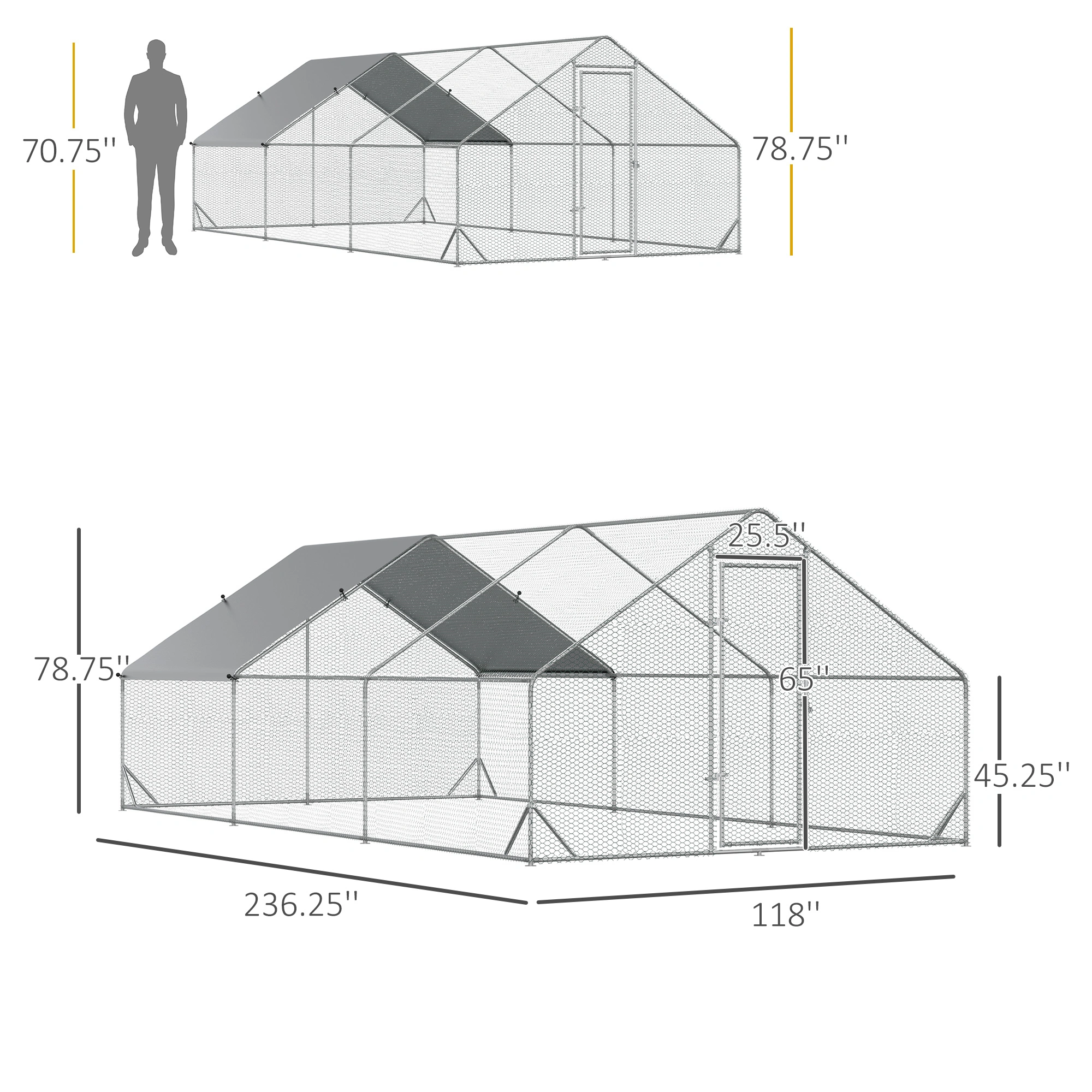 Chicken Coop Portable Outdoor Walk-In Chicken House for Poultry with Run Nesting Box view 2