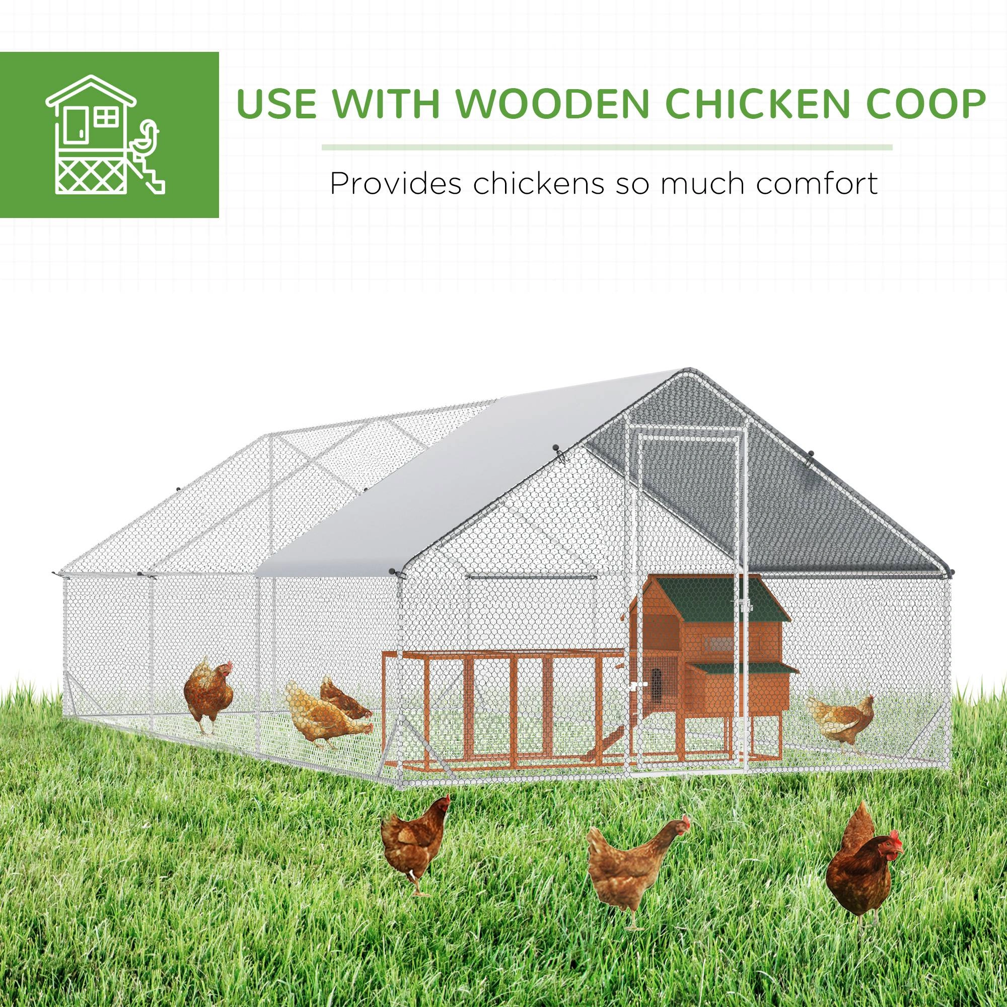 Chicken Coop Portable Outdoor Walk-In Chicken House for Poultry with Run Nesting Box view 3