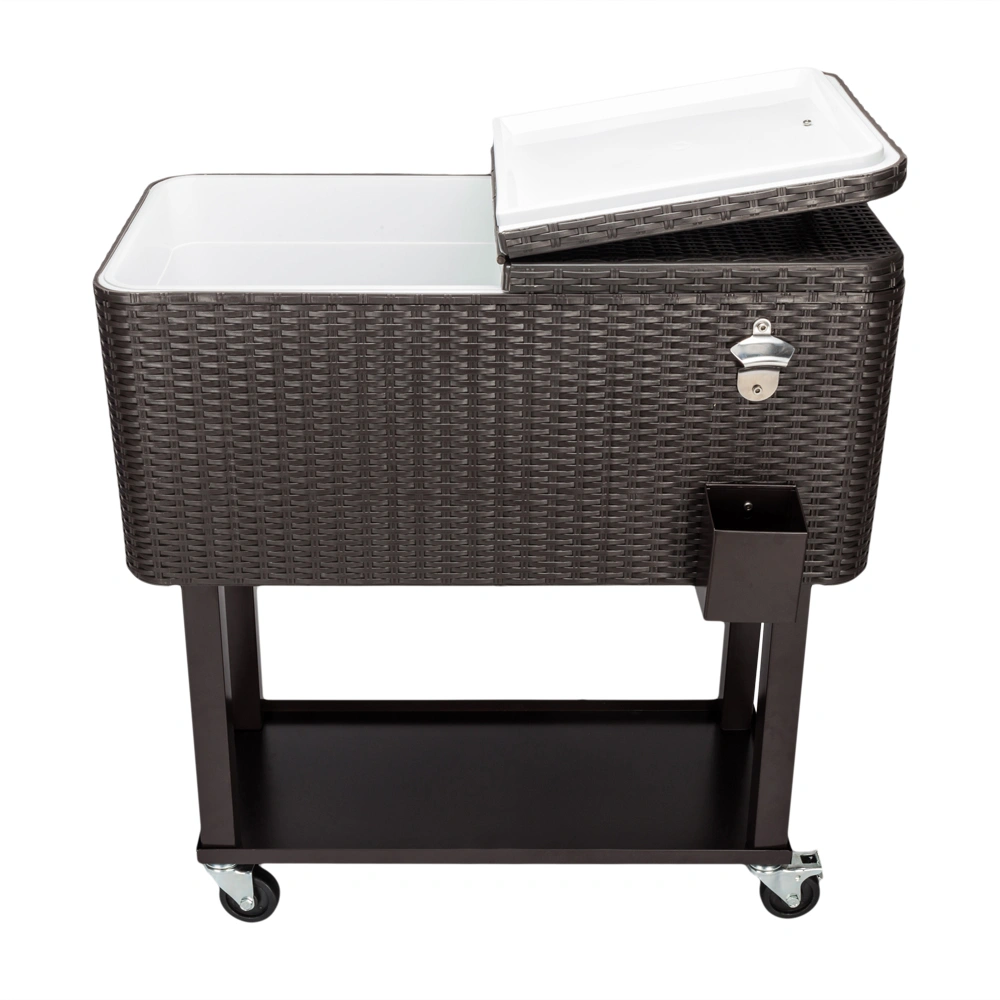 80QT Rattan Square Legs Cooler with Shelf view 11