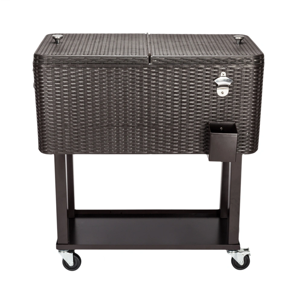 80QT Rattan Square Legs Cooler with Shelf view 14