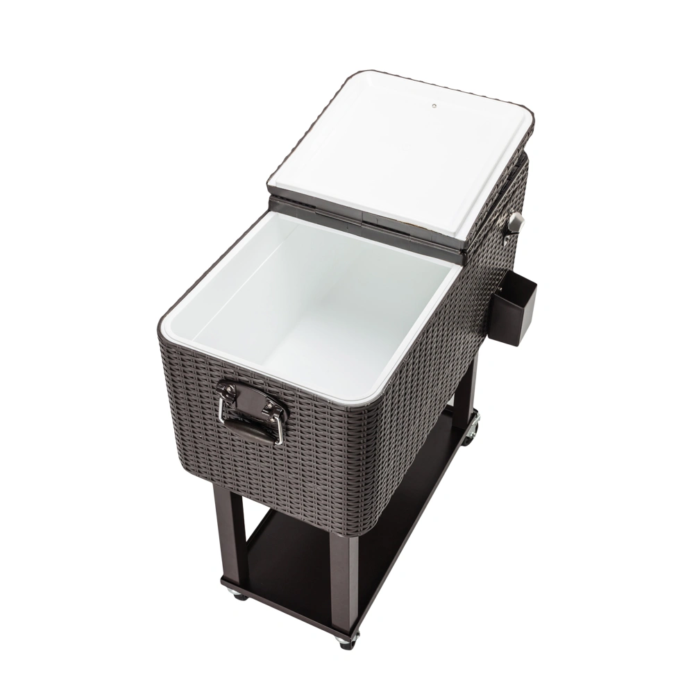80QT Rattan Square Legs Cooler with Shelf view 17