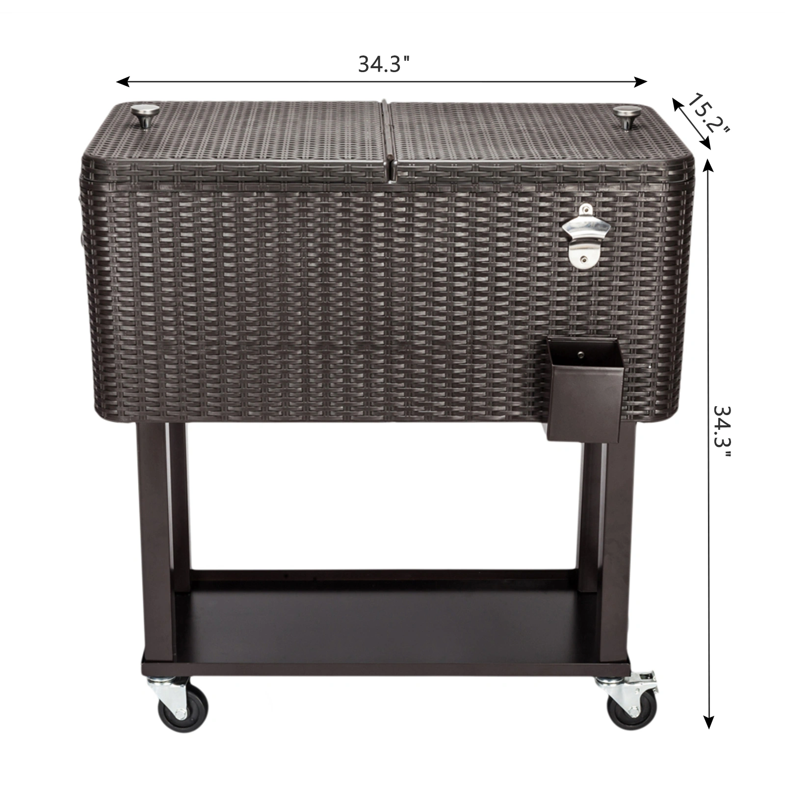 80QT Rattan Square Legs Cooler with Shelf view 25