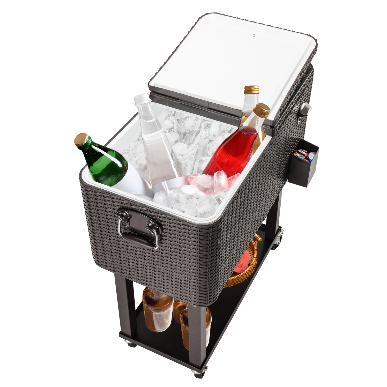 80QT Rattan Square Legs Cooler with Shelf view 32