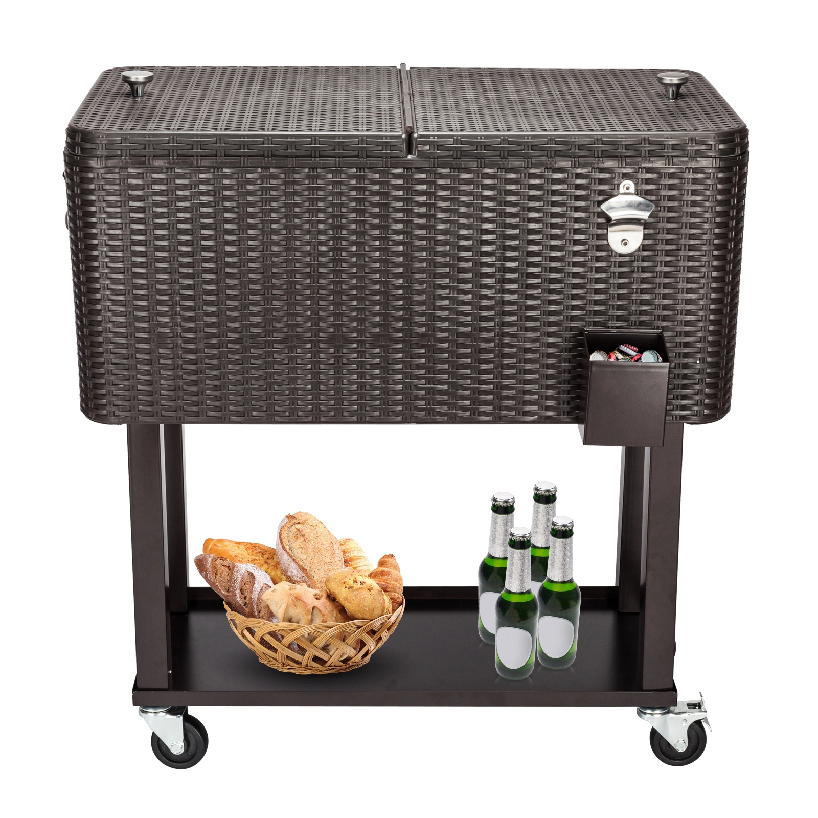 80QT Rattan Square Legs Cooler with Shelf view 33