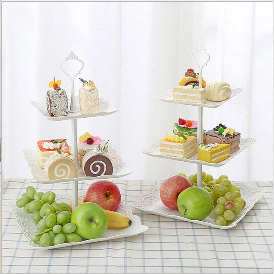 NEW 2X 3 Layer Dessert Cake Stand Plate Afternoon Tea Party Wedding Tableware Plate UK view 3