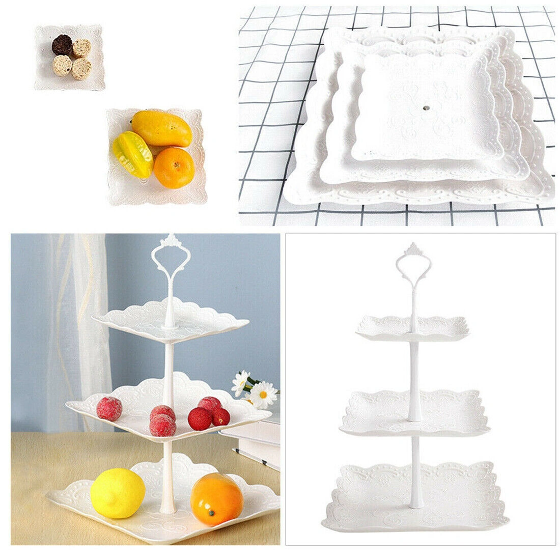 NEW 2X 3 Layer Dessert Cake Stand Plate Afternoon Tea Party Wedding Tableware Plate UK view 5