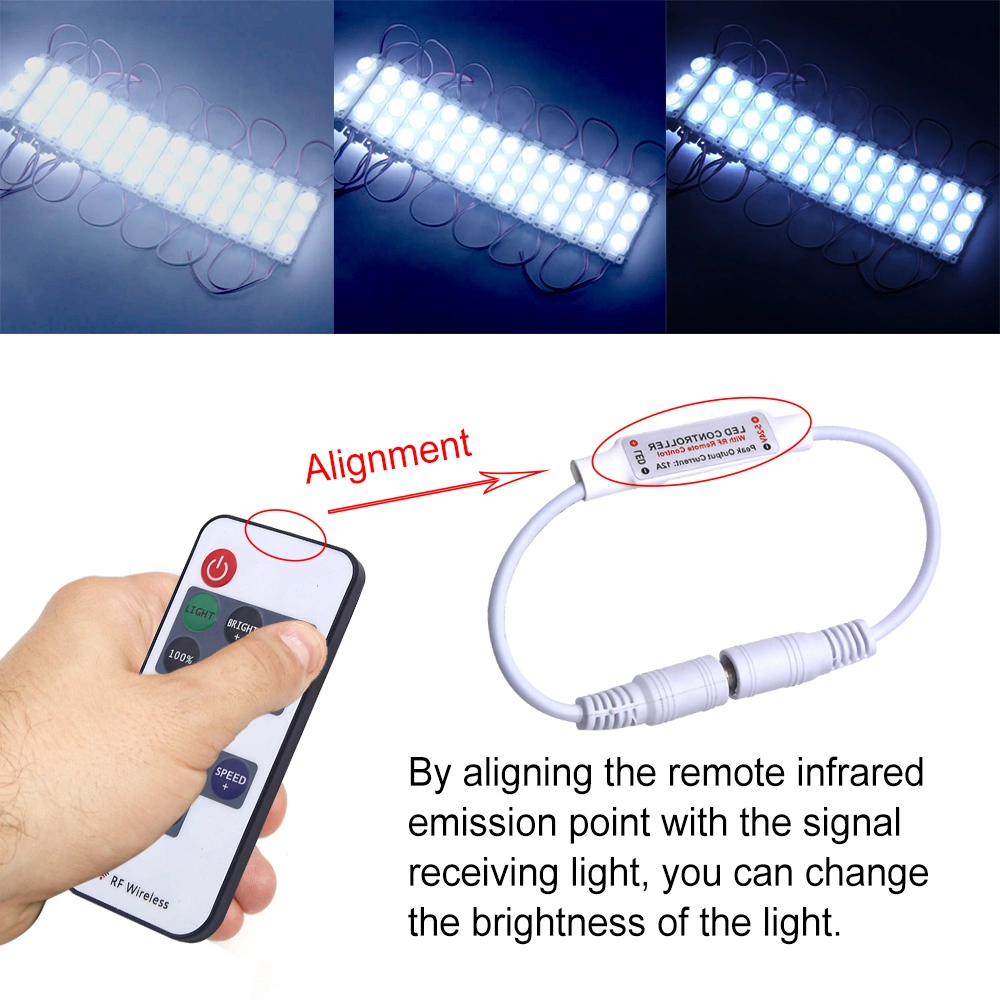 Mini LED Strip Light Dimmer Controller with RF Wireless Remote, Inline Dimmer Switch for RGB WLED Strip Lights view 4