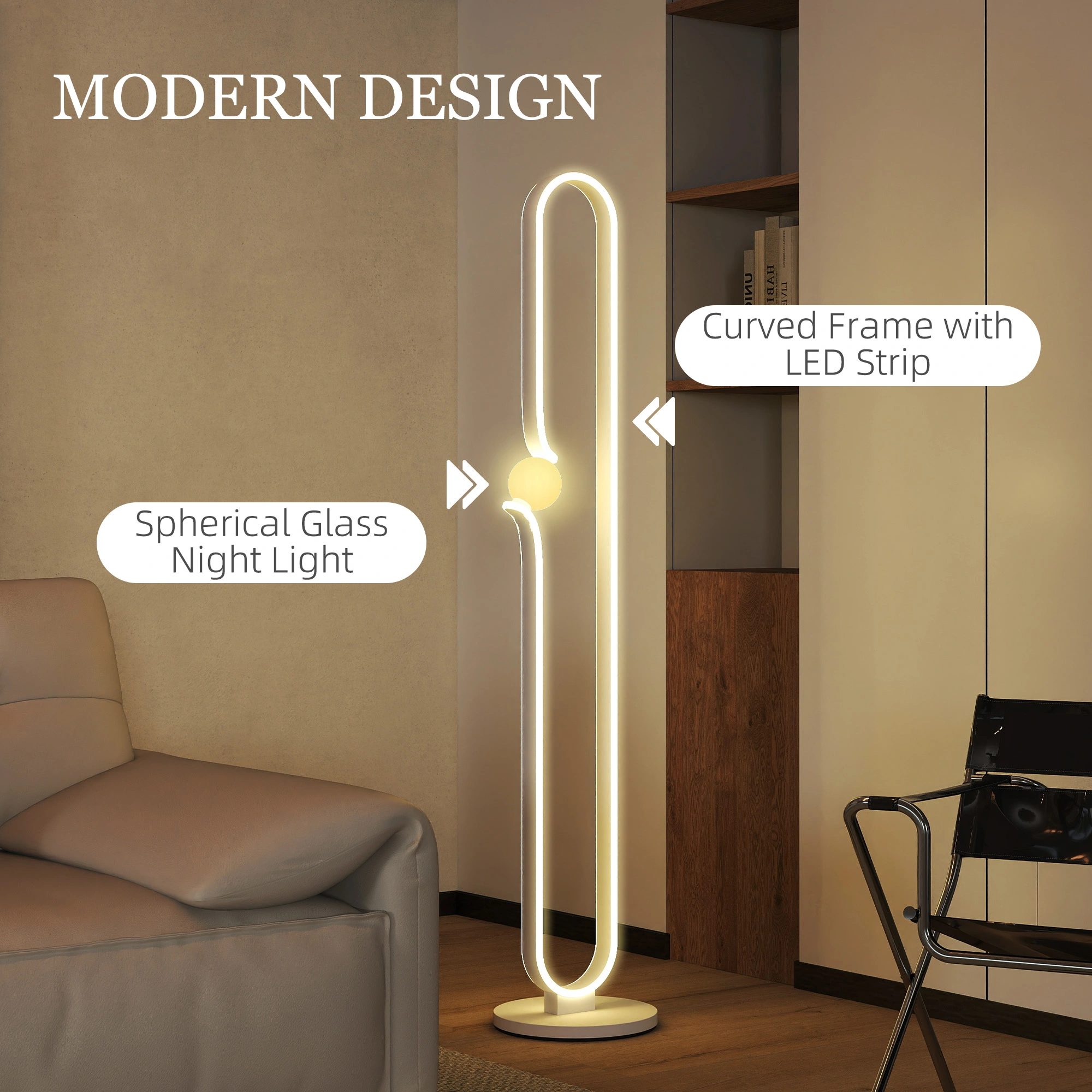 Floor Lamp with Shuffle Remote, 3-Way Brightness Dimmable Standing Lamp, Reading Light for Living Room view 3