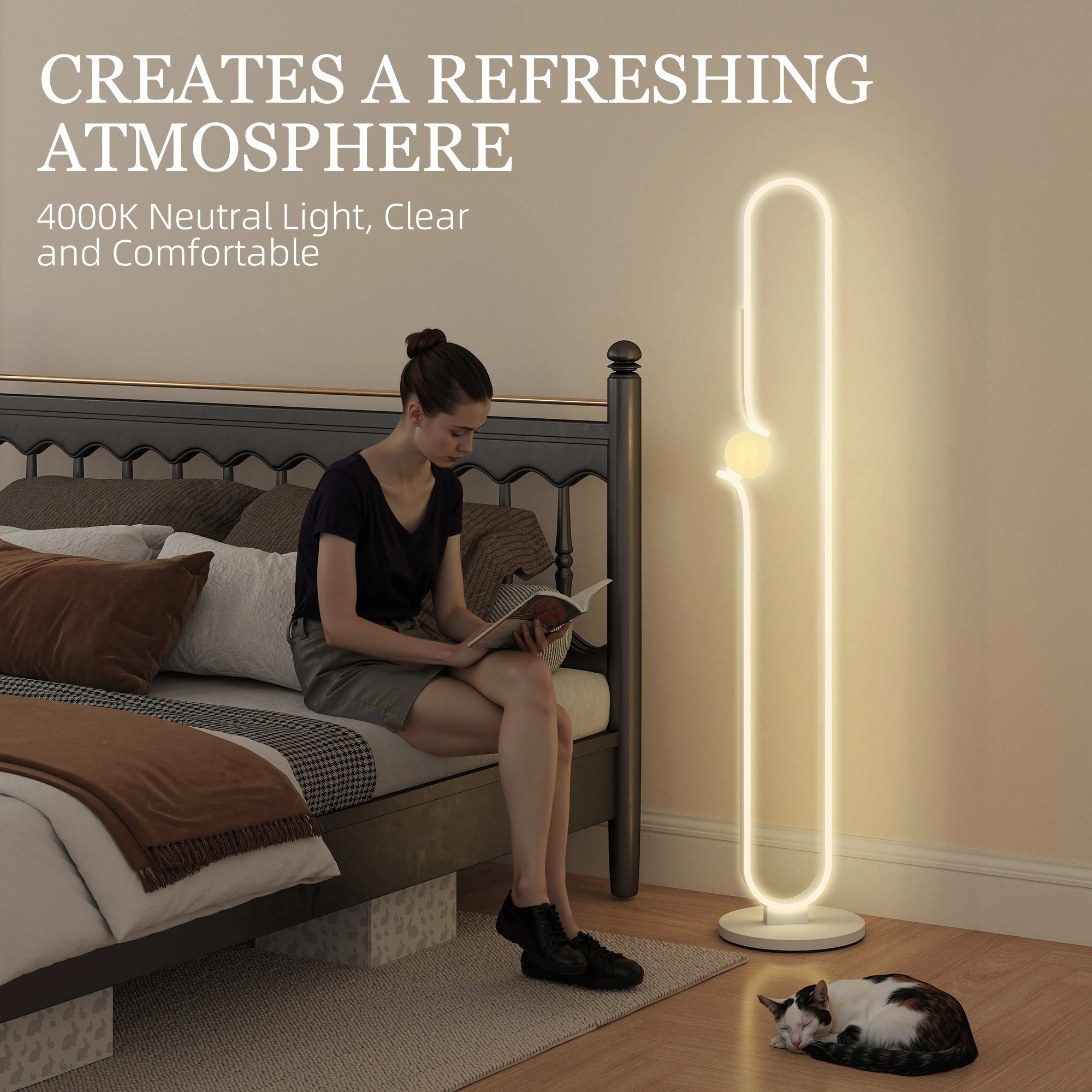 Floor Lamp with Shuffle Remote, 3-Way Brightness Dimmable Standing Lamp, Reading Light for Living Room view 5