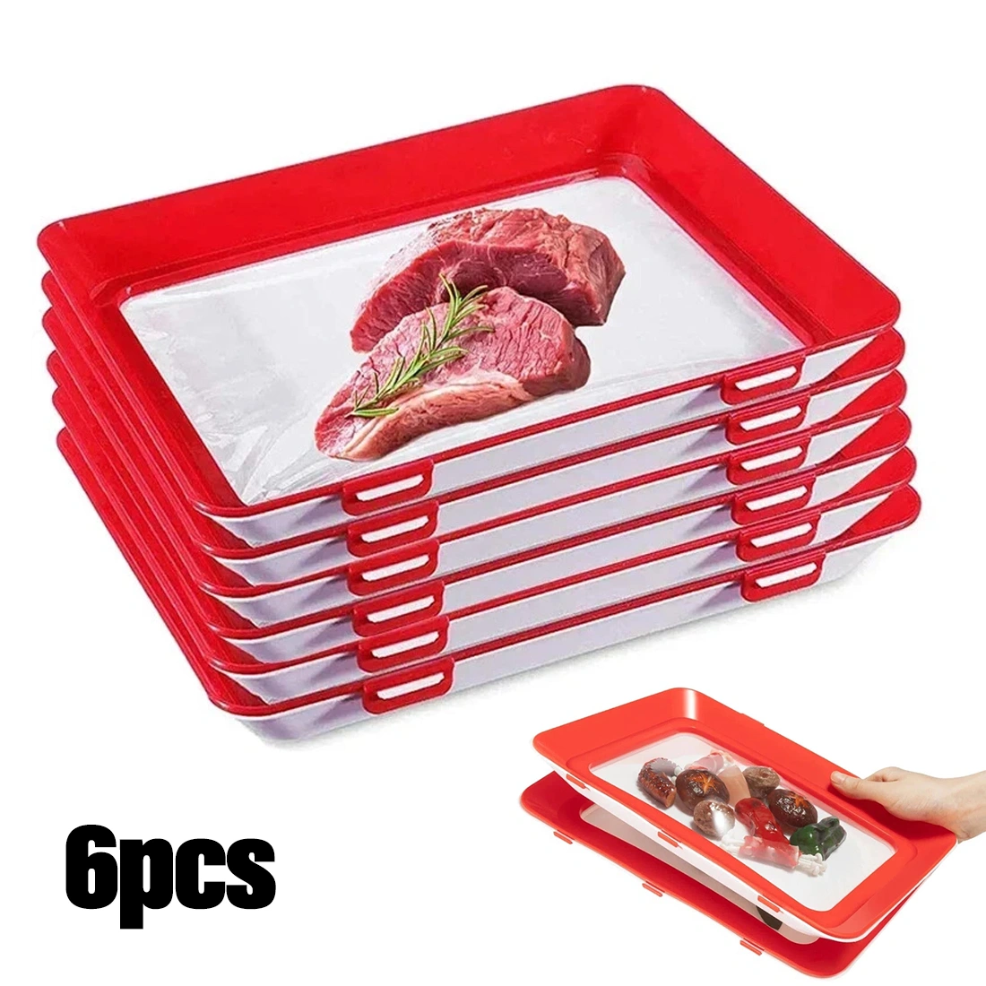 Stretch Fresh Vacuum Food Storage Containers 6Pc Reusable Stackable Trays with Airtight Seal UK view 3