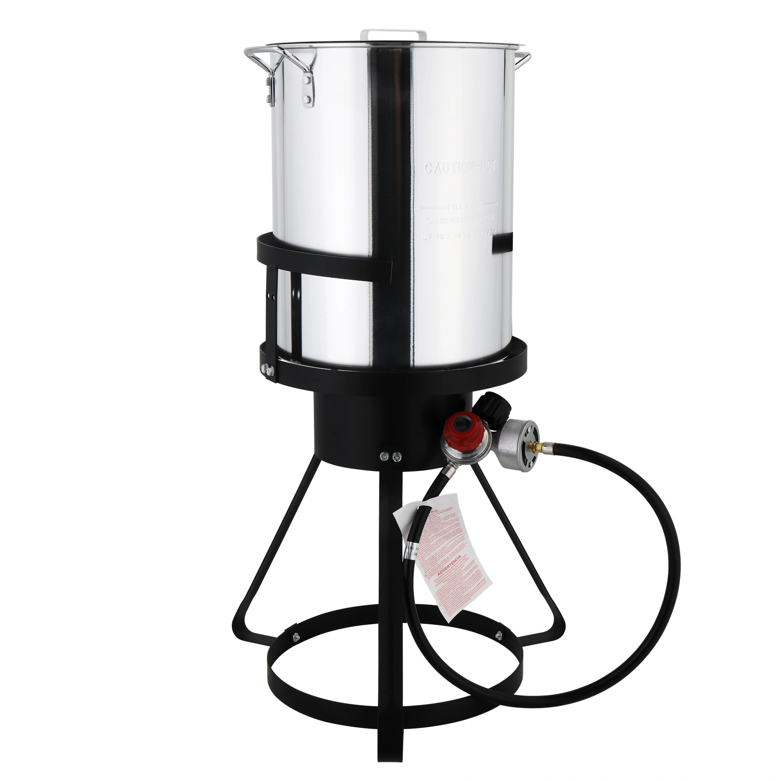 13x32in Round Tripod Stove Rack - Heavy Duty Iron Aluminum Fryer Stand Black & Silver Coated for Gas Fryer