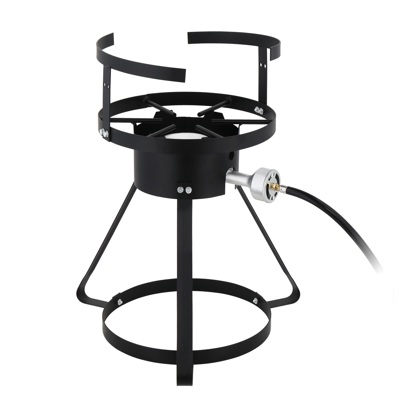 13x32in Round Tripod Stove Rack - Heavy Duty Iron Aluminum Fryer Stand Black & Silver Coated for Gas Fryer view 13