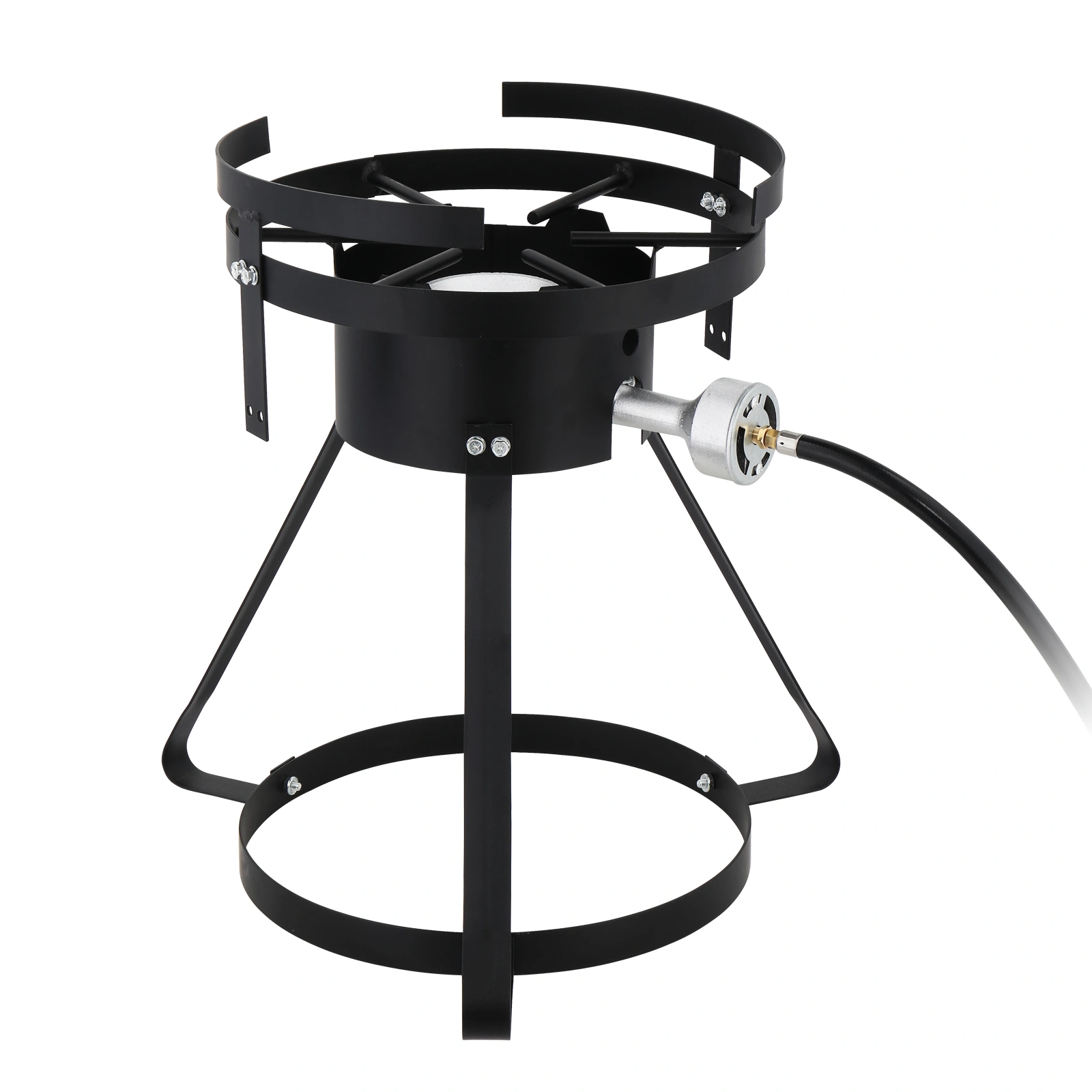 13x32in Round Tripod Stove Rack - Heavy Duty Iron Aluminum Fryer Stand Black & Silver Coated for Gas Fryer view 16