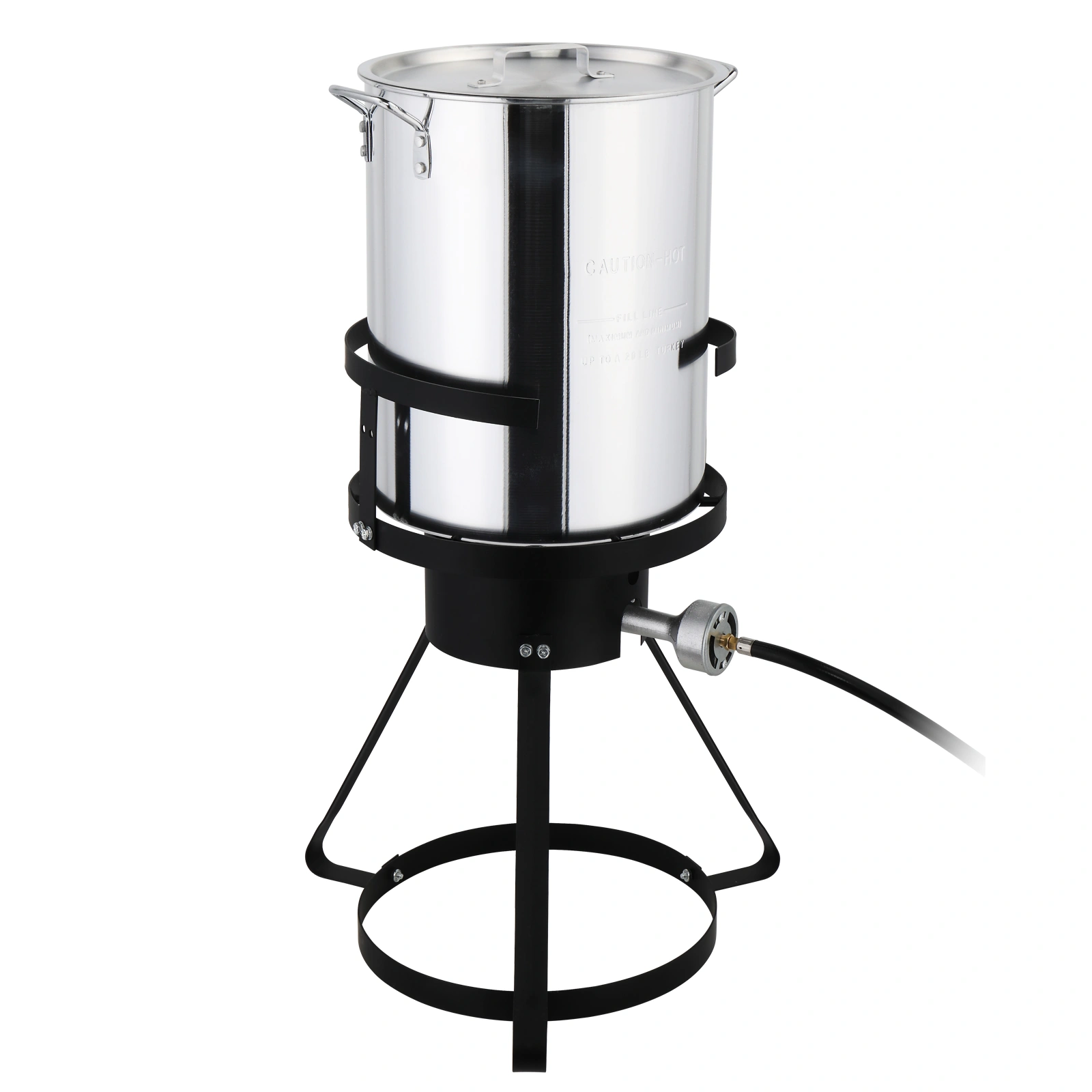 13x32in Round Tripod Stove Rack - Heavy Duty Iron Aluminum Fryer Stand Black & Silver Coated for Gas Fryer view 2