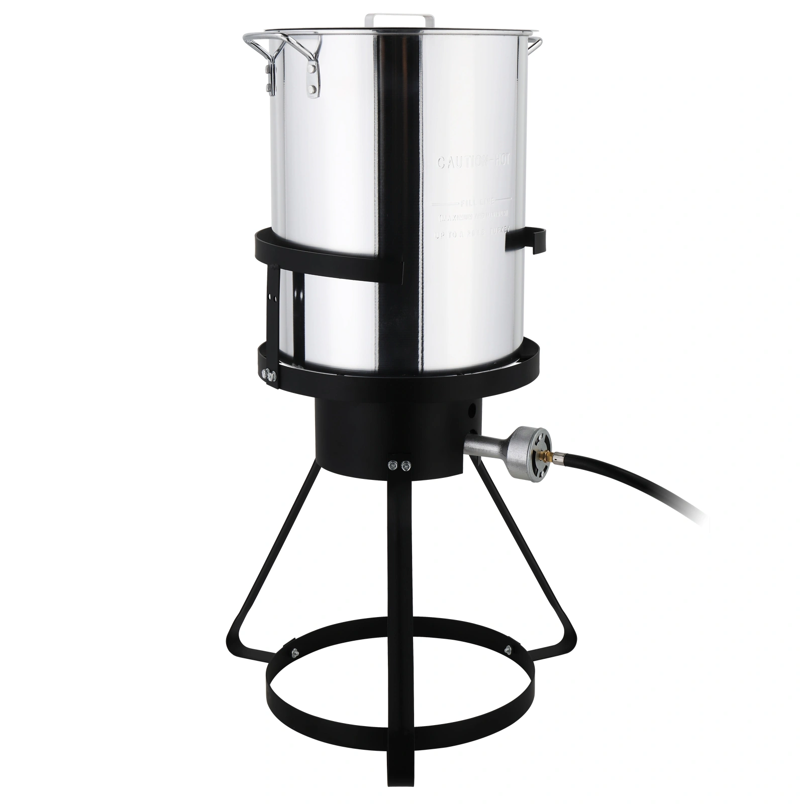 13x32in Round Tripod Stove Rack - Heavy Duty Iron Aluminum Fryer Stand Black & Silver Coated for Gas Fryer view 3