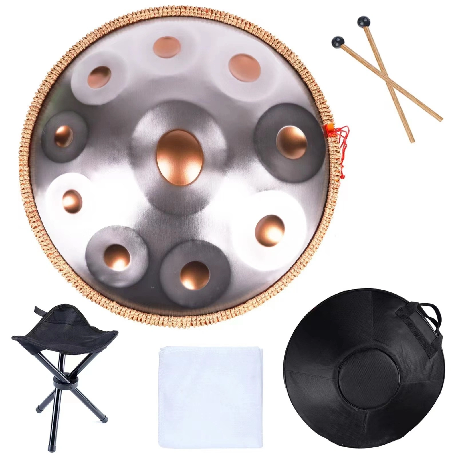 10 Notes Silver Solid Color Handpan Drum Steel Tongue Percussion Instrument view 3