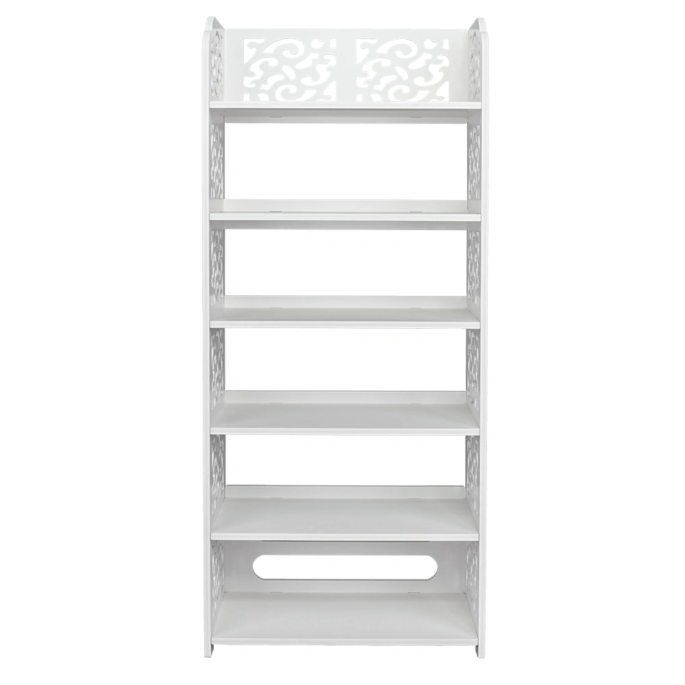 Wood-plastic Board Six Tiers Carved Shoe Rack White A view 12