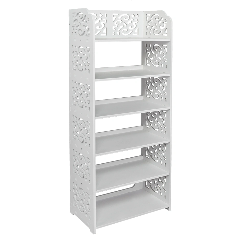 Wood-plastic Board Six Tiers Carved Shoe Rack White A view 17