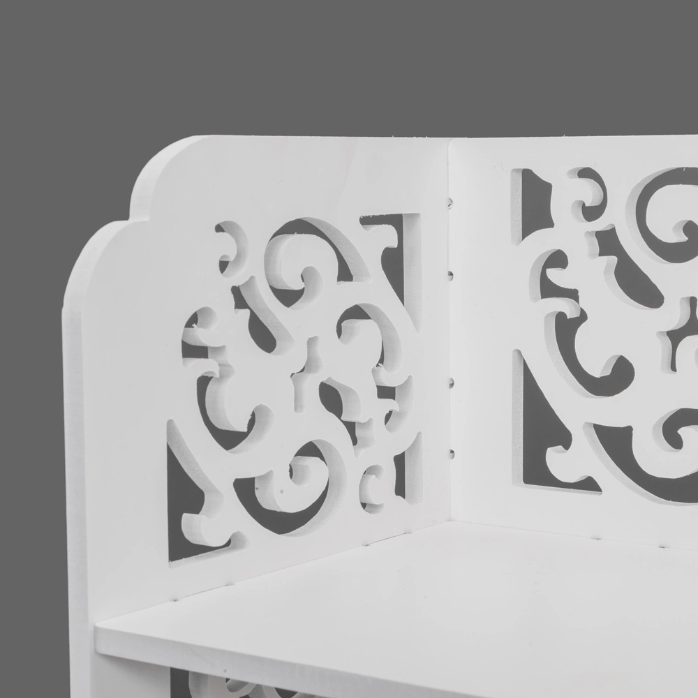 Wood-plastic Board Six Tiers Carved Shoe Rack White A view 8