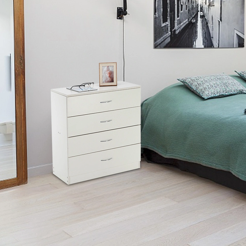 Modern White 4-Drawer Dresser - Simple Clean Bedroom Storage Cabinet view 13