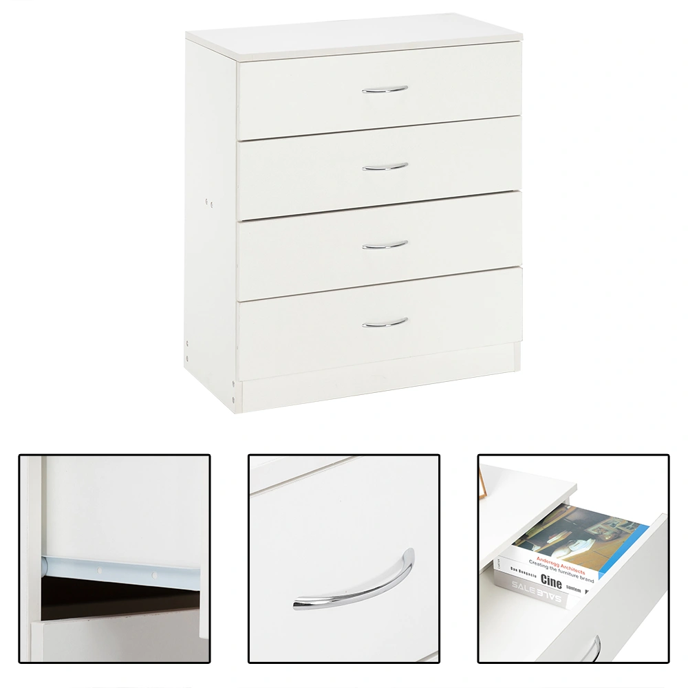 Modern White 4-Drawer Dresser - Simple Clean Bedroom Storage Cabinet view 15