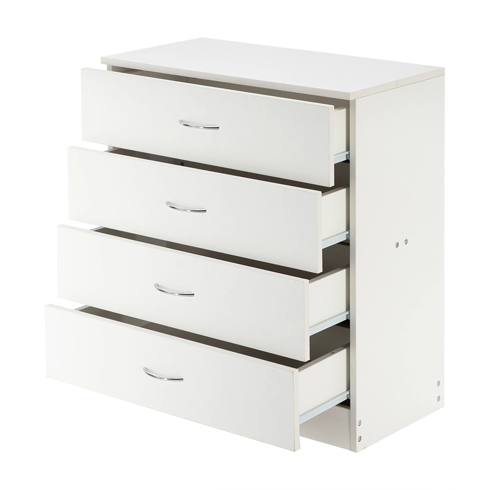 Modern White 4-Drawer Dresser - Simple Clean Bedroom Storage Cabinet view 4