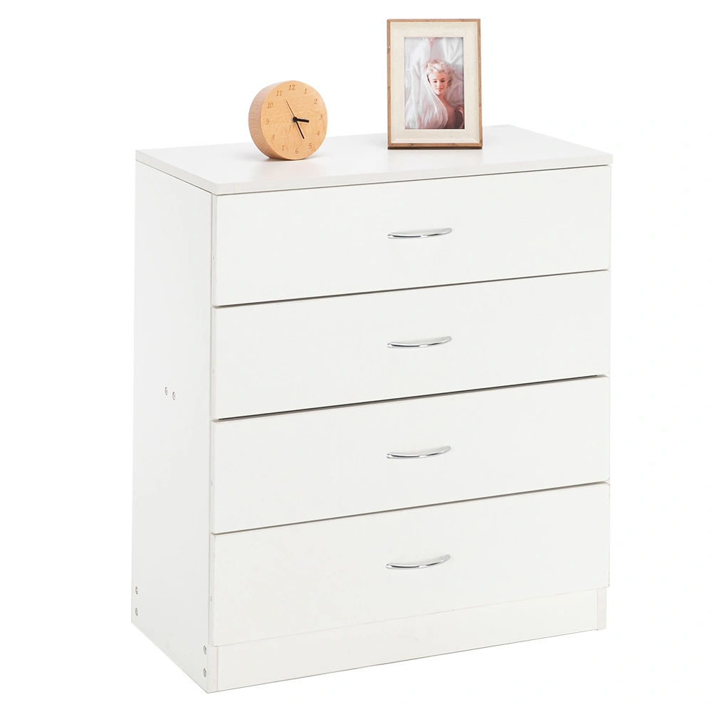 Modern White 4-Drawer Dresser - Simple Clean Bedroom Storage Cabinet view 6