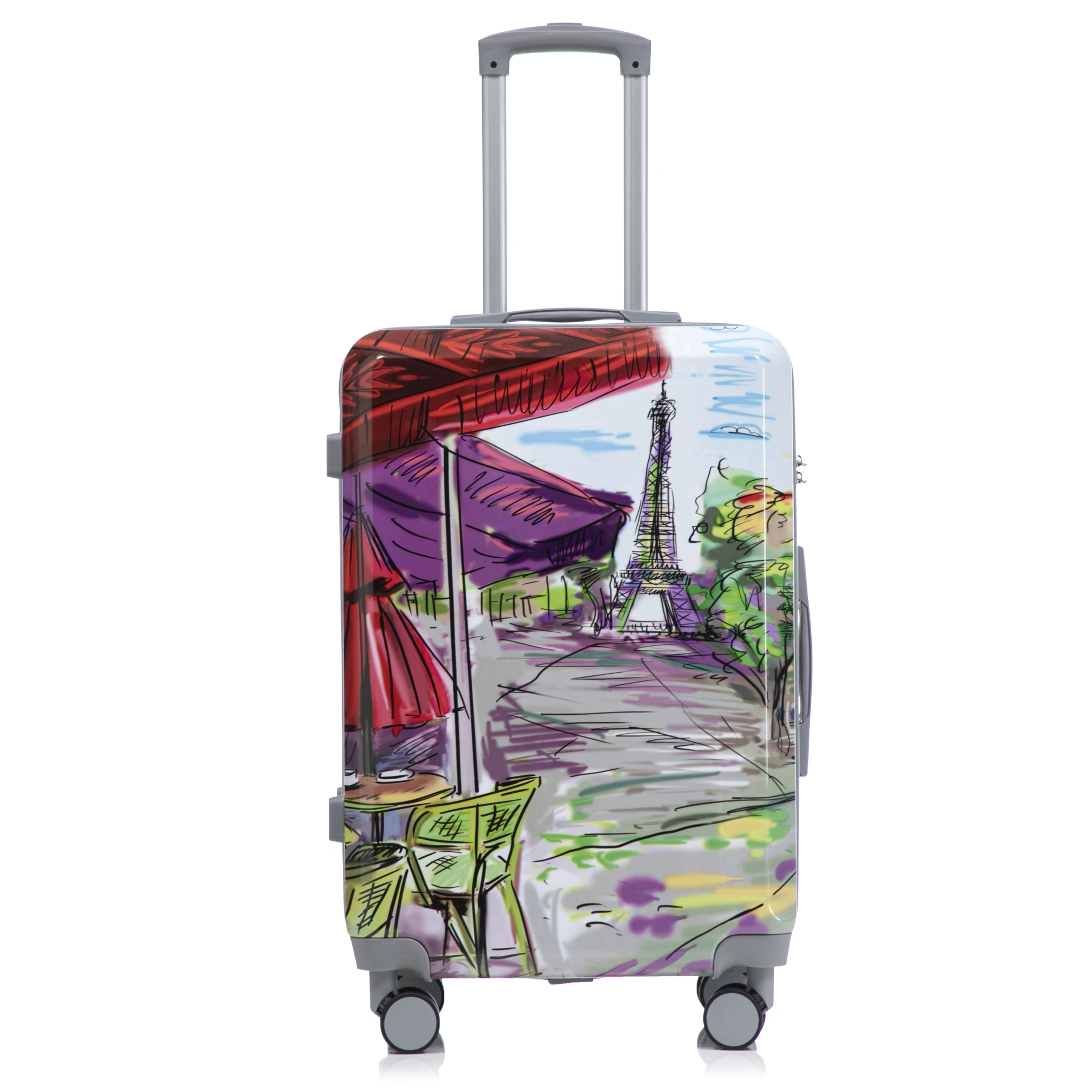 3 Piece PC Spinner Luggage Set 20/24/28 inch, Hardshell Suitcase with Wheels, Combination Lock, Carry On, Printed Pattern - Coffee view 22