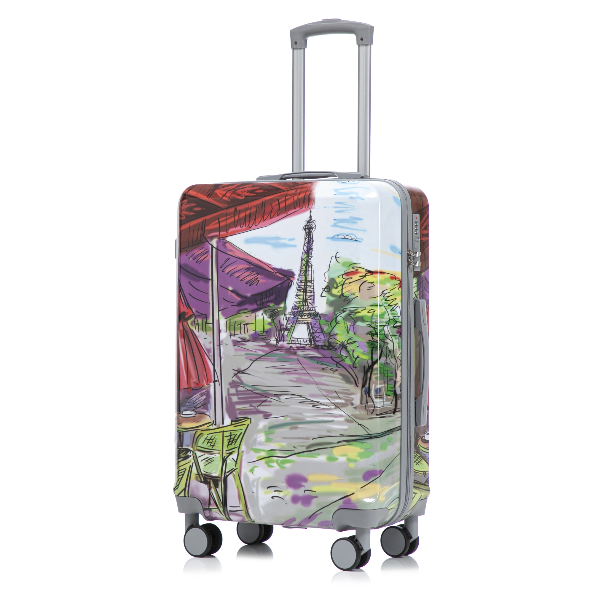 3 Piece PC Spinner Luggage Set 20/24/28 inch, Hardshell Suitcase with Wheels, Combination Lock, Carry On, Printed Pattern - Coffee view 23