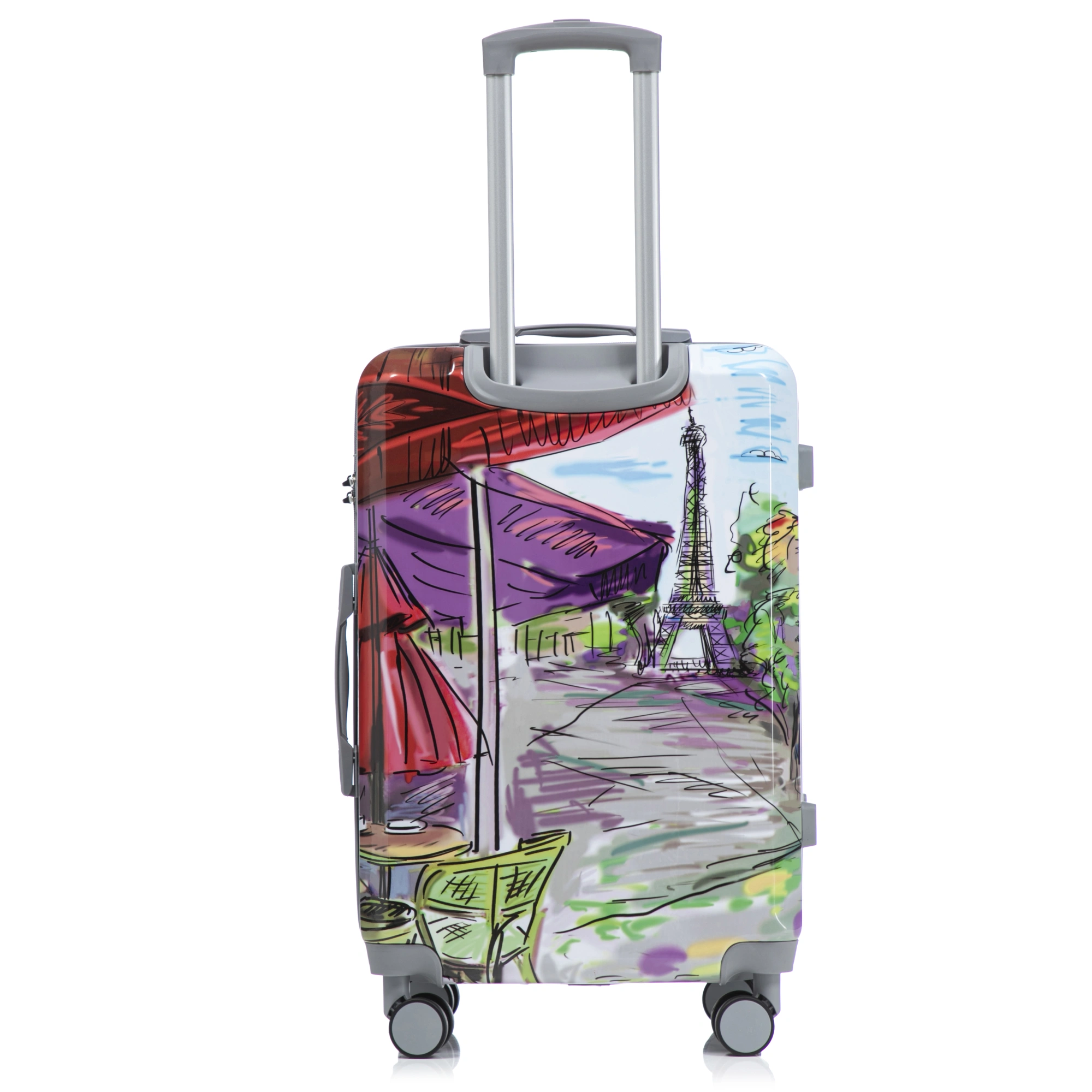 3 Piece PC Spinner Luggage Set 20/24/28 inch, Hardshell Suitcase with Wheels, Combination Lock, Carry On, Printed Pattern - Coffee view 25