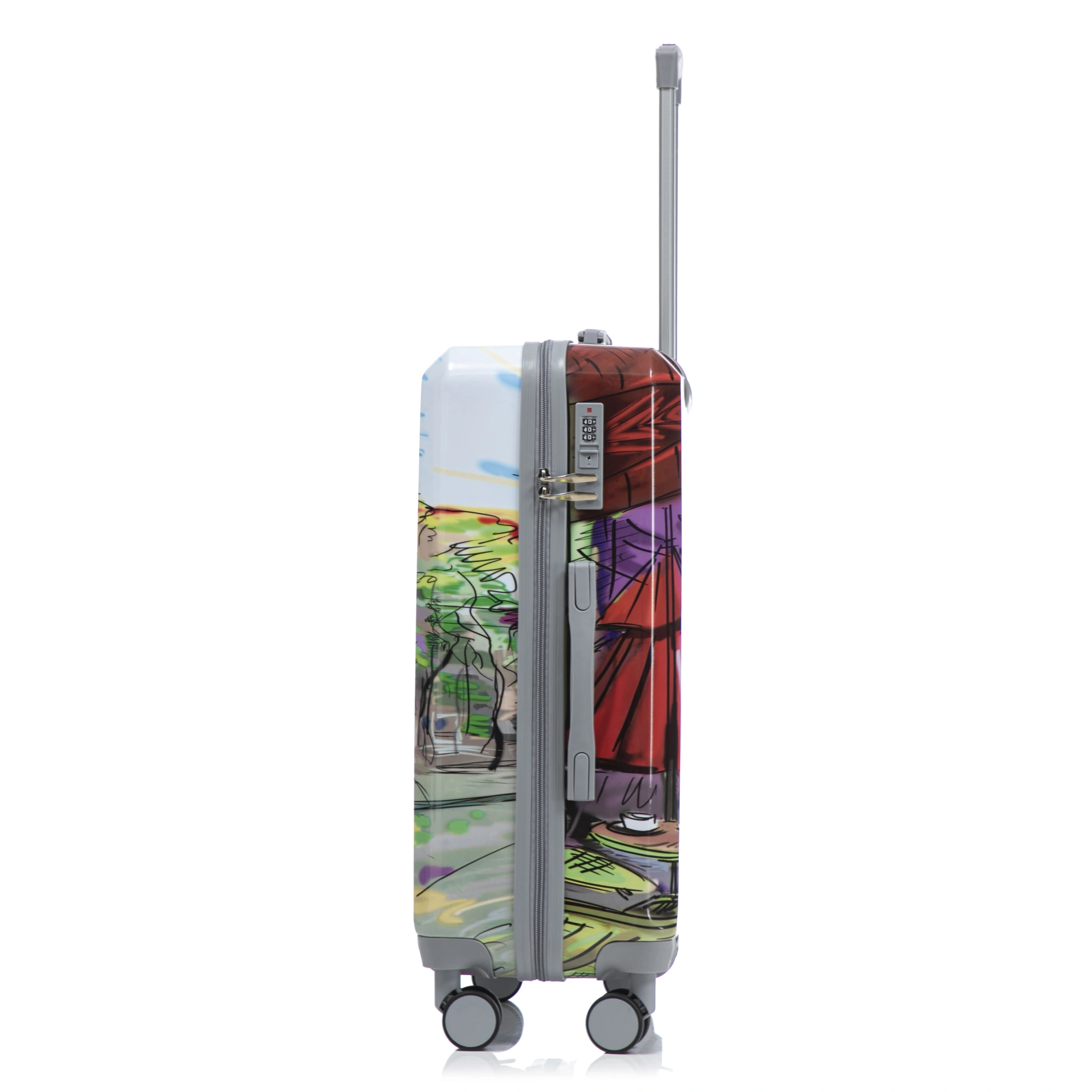 3 Piece PC Spinner Luggage Set 20/24/28 inch, Hardshell Suitcase with Wheels, Combination Lock, Carry On, Printed Pattern - Coffee view 26