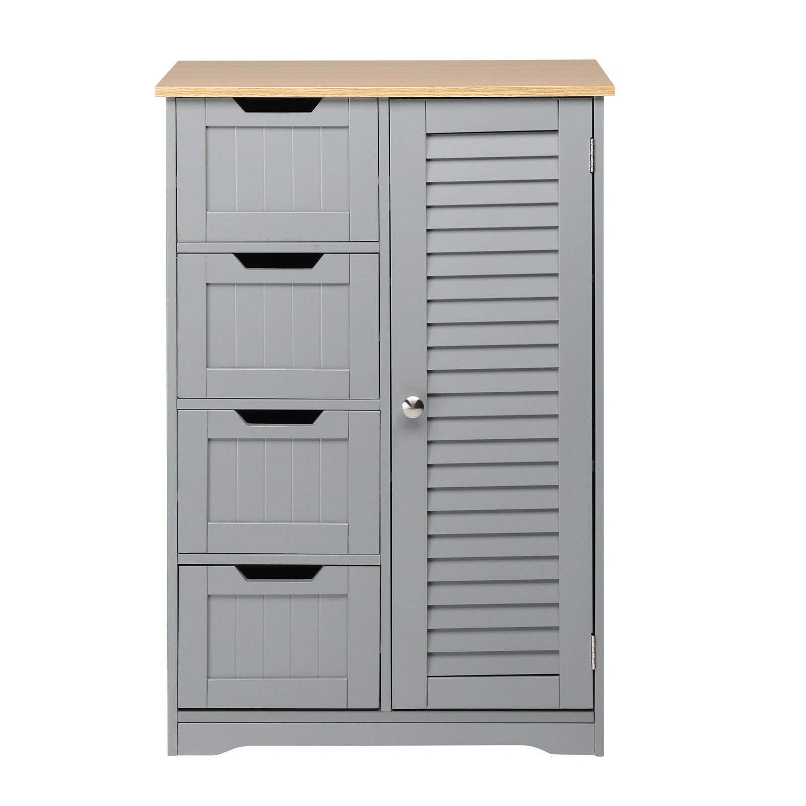 Gray MDF Bathroom Cabinet, 4-Drawer 2-Door Storage Unit, Spray-Painted Finish Waterproof Vanity Cabinet for Home view 3