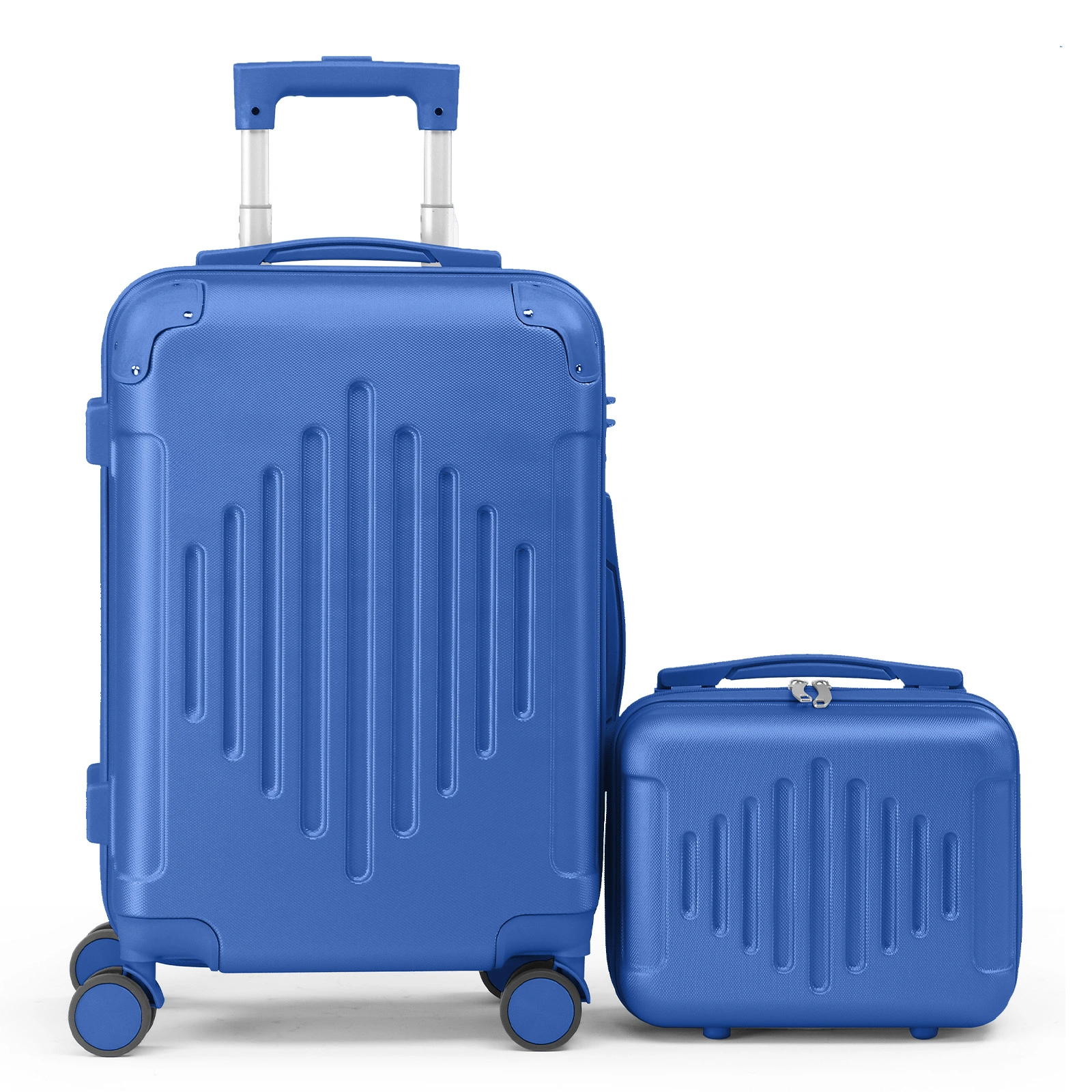 Premium 5-Piece ABS Luggage Set with Diamond Pattern & Reinforced Corners (Deep Blue)