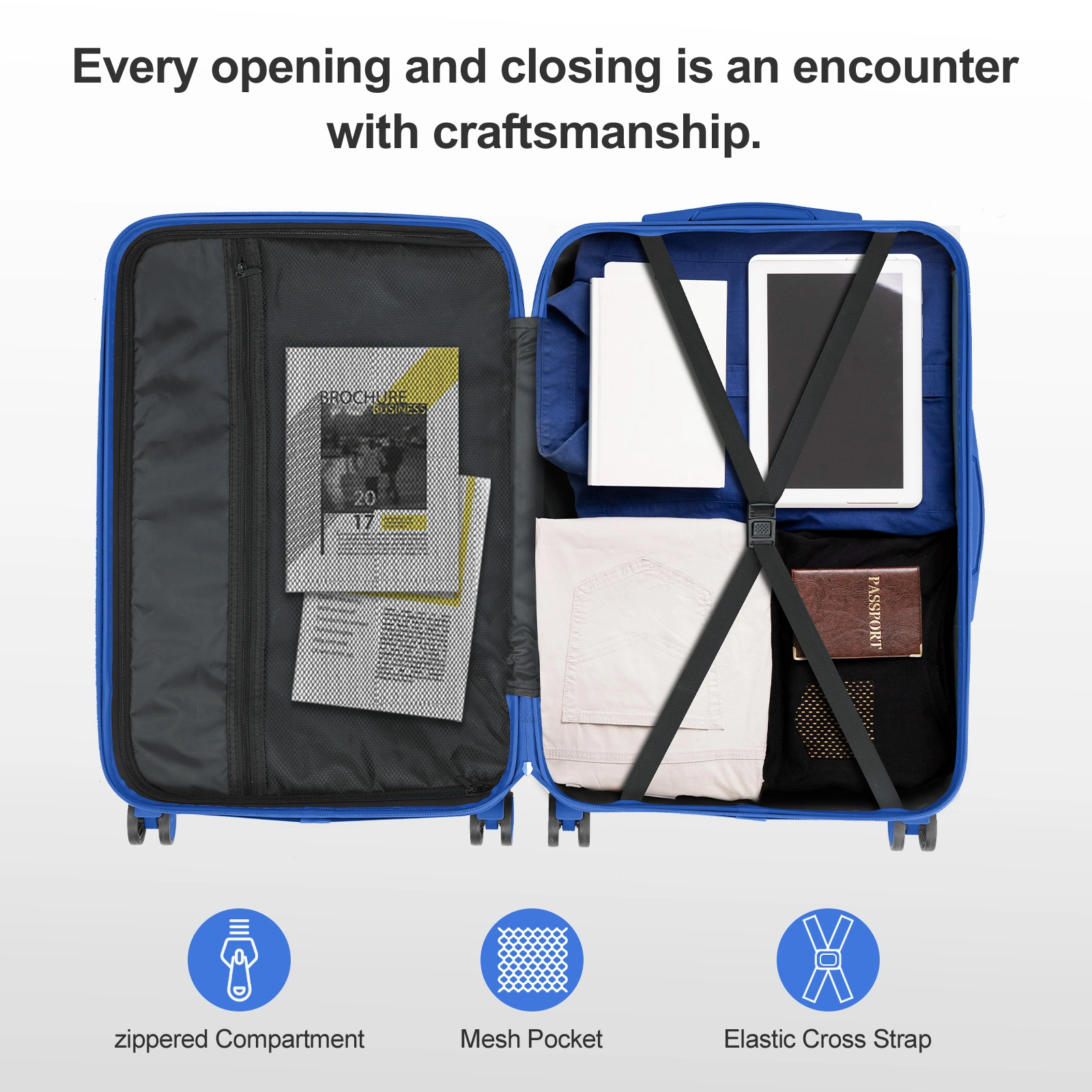 Premium 5-Piece ABS Luggage Set with Diamond Pattern & Reinforced Corners (Deep Blue) view 12