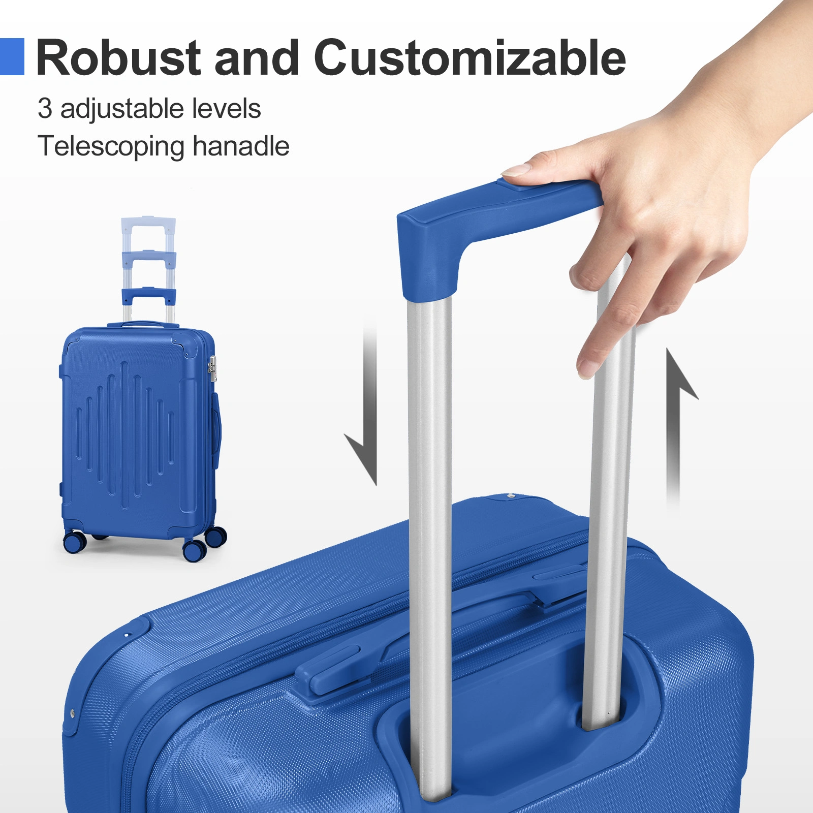 Premium 5-Piece ABS Luggage Set with Diamond Pattern & Reinforced Corners (Deep Blue) view 7
