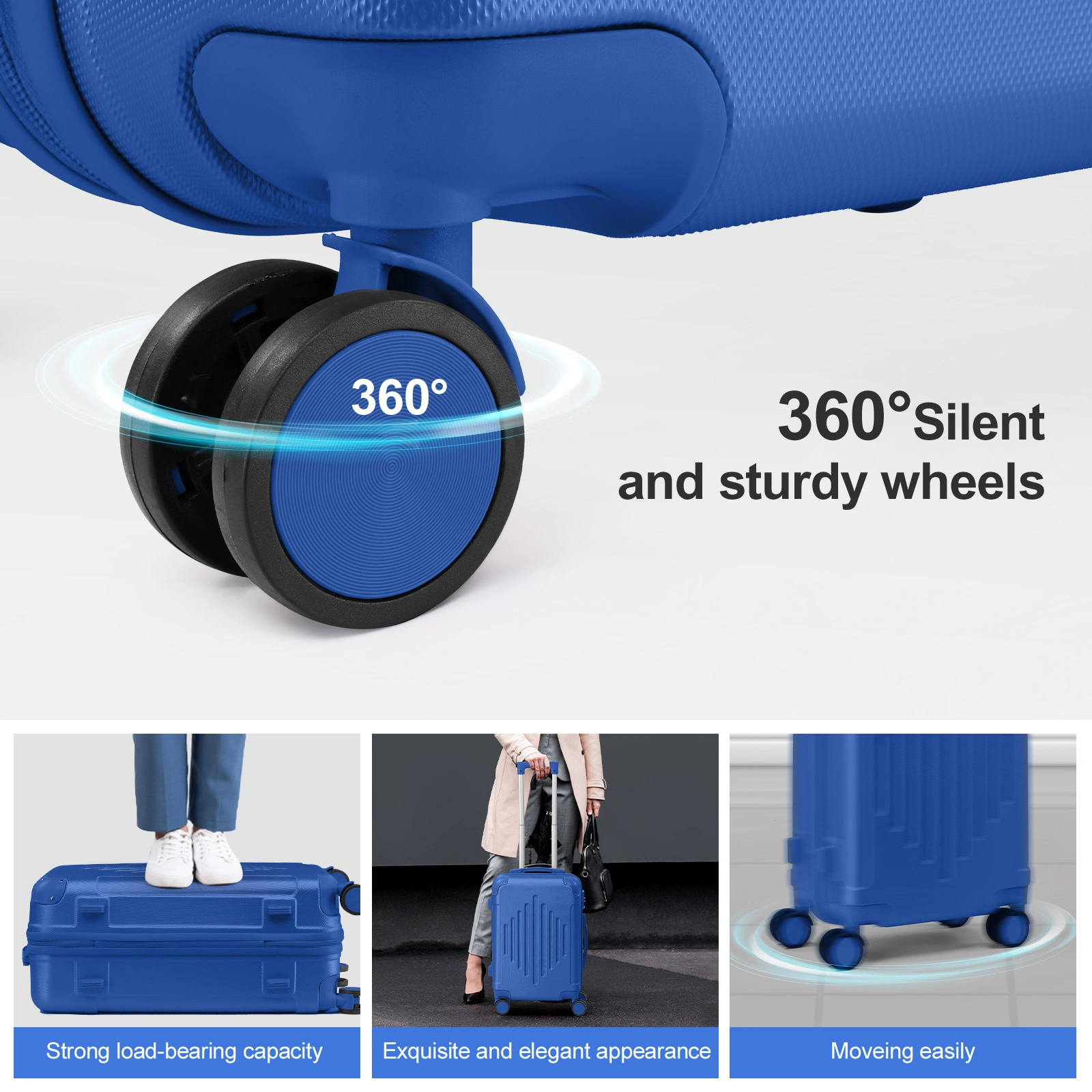 Premium 5-Piece ABS Luggage Set with Diamond Pattern & Reinforced Corners (Deep Blue) view 8