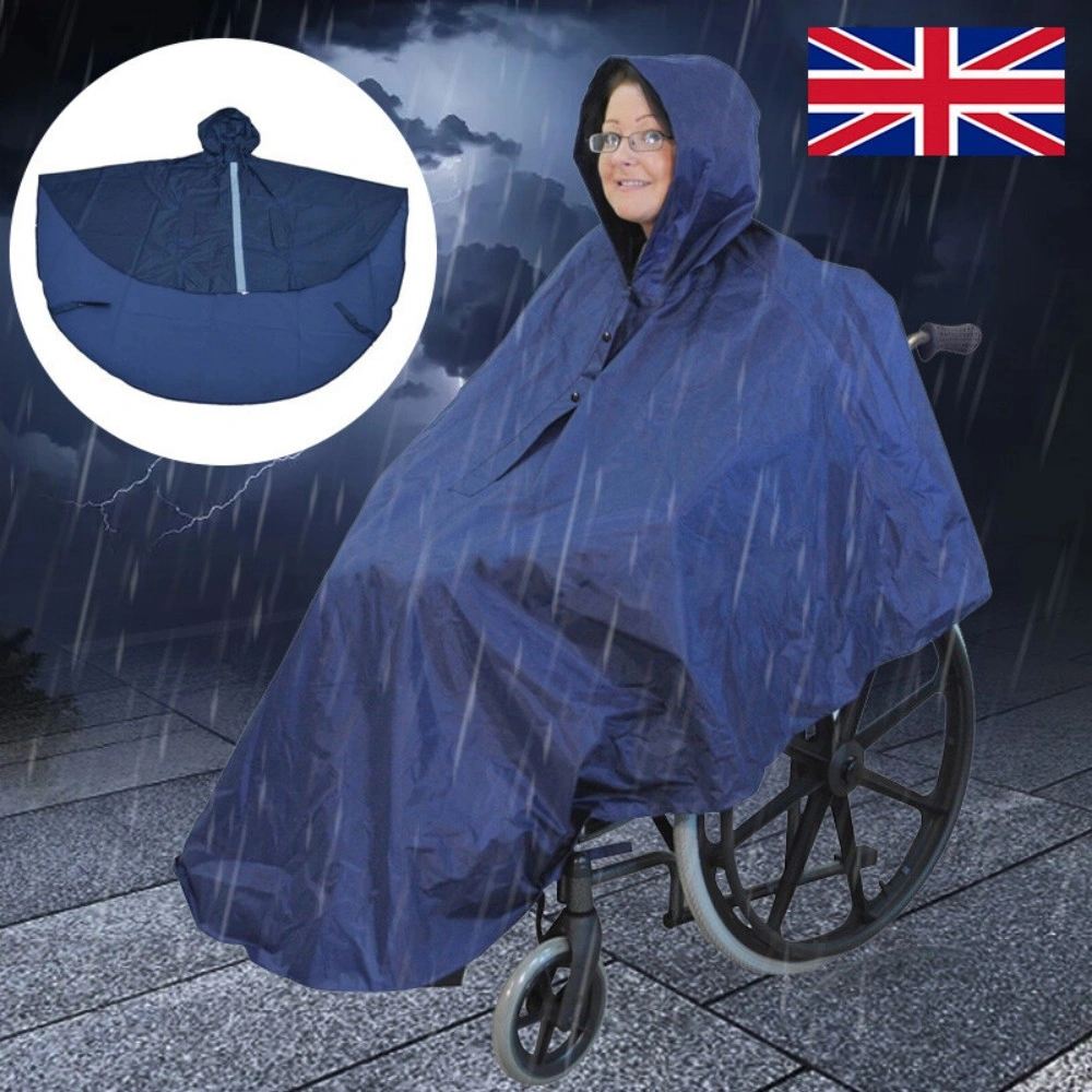 Wheelchair Waterproof Poncho Rain Cover With Hood Disability Aid Rain Mac Coat