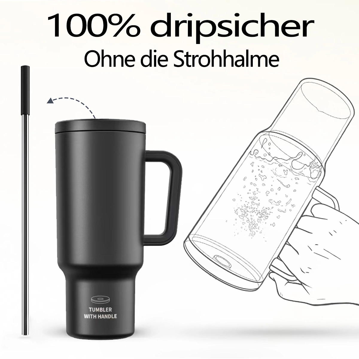 Extra Large Travel Mug Double Wall Vacuum Insulated 20oz - Leak Proof Thermal Cup with Comfortable Grip, Keeps Hot Cold Beverages Perfect for Home Office Outdoor Travel Camping Hiking view 3