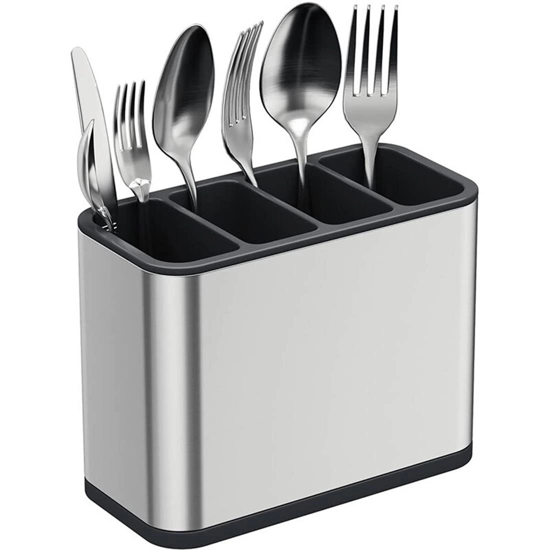 Kitchen Cutlery Organizer Box, Utensil Storage Rack with Drainboard for Spoons, Forks & Chopsticks