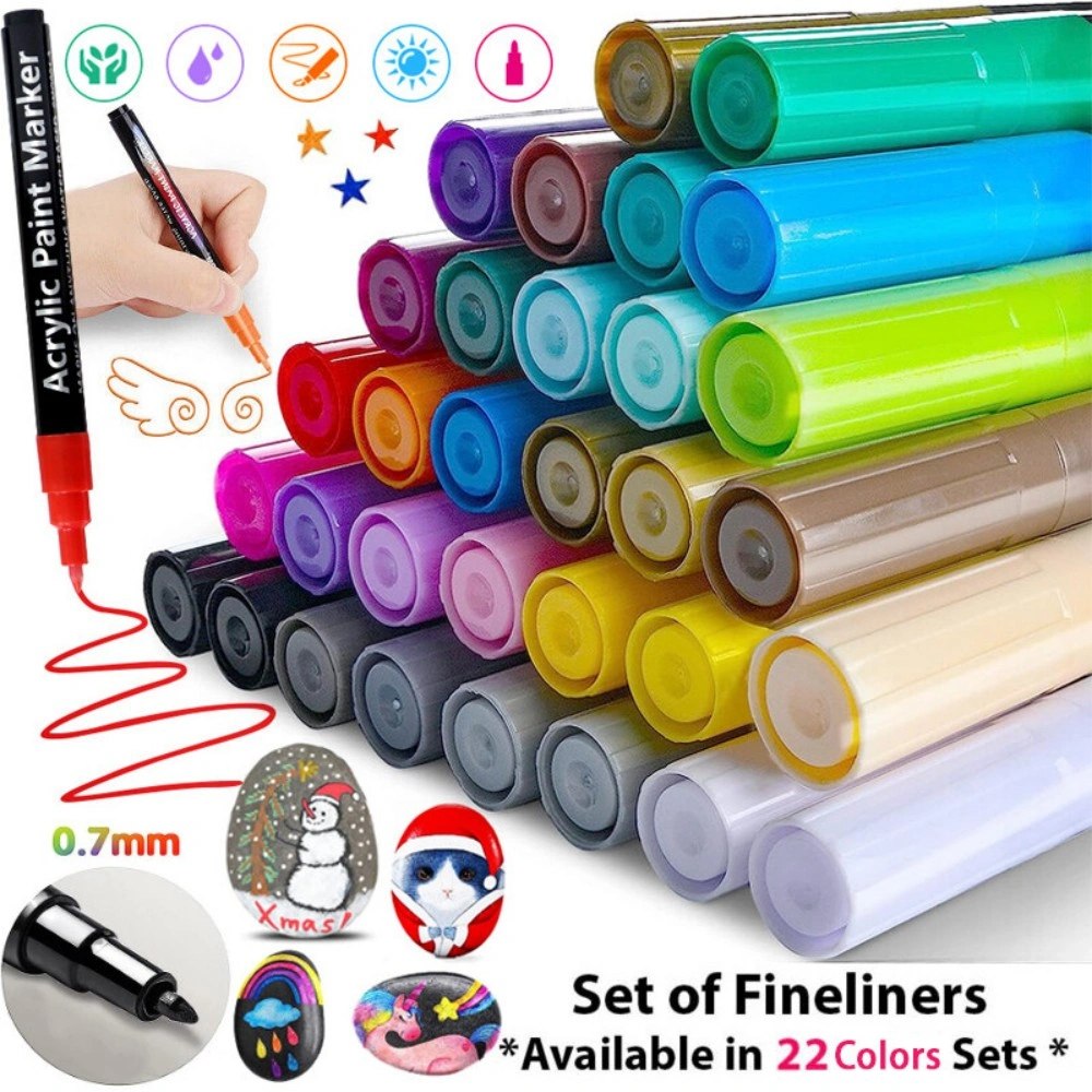 22/36 Colors Acrylic Paint Markers Set for Stone Glass Ceramic DIY Art Craft Painting Pens view 5