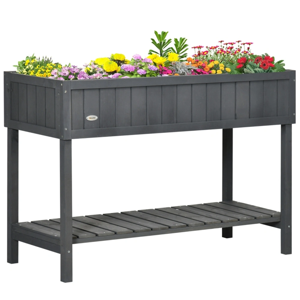 Raised Garden Bed Kit, 4-Piece Elevated Planter Box with Drainage, Weather-Resistant Wood Outdoor Vegetable Flower Growing Bed view 7