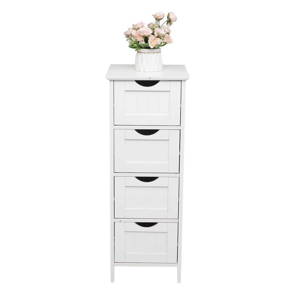 4-Drawer Storage Cabinet, Modern Organizer with Spacious Drawers for Bedroom Living Room Hallway, White view 3