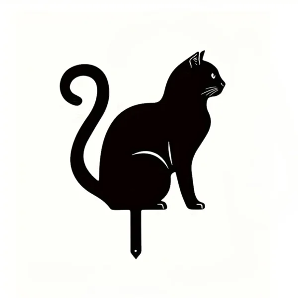 CIFbuy 1pc Rusty Cute Cat Home Garden Stake Decoration - Cute Cat Garden Decor, Silhouette Animal Outdoor Statue for Cat Yard, Garden and Lawn view 4