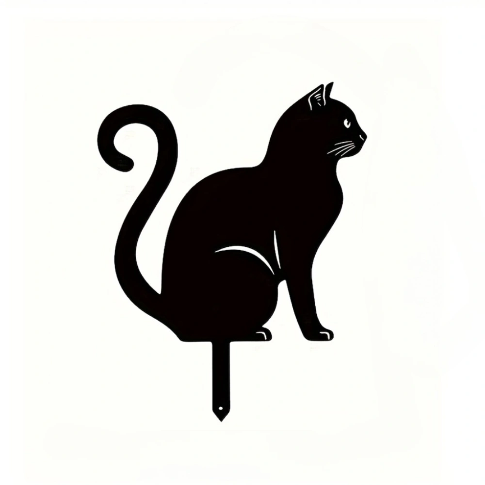 CIFbuy 1pc Rusty Cute Cat Home Garden Stake Decoration - Cute Cat Garden Decor, Silhouette Animal Outdoor Statue for Cat Yard, Garden and Lawn view 4