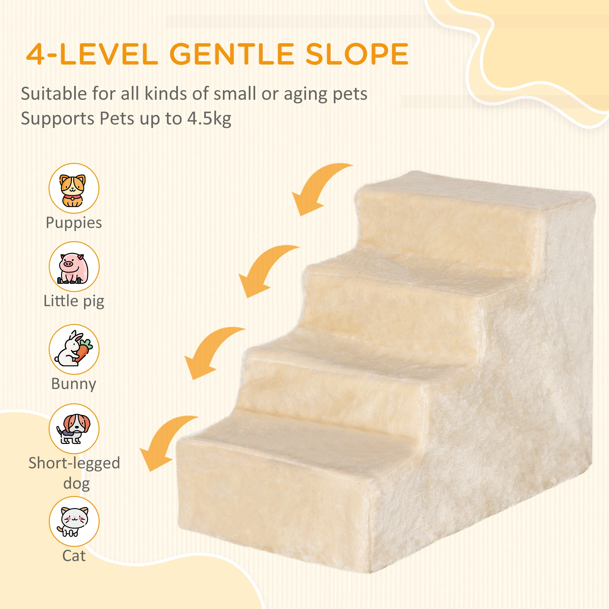 Pet Stairs for Dogs & Cats, 3-Tier Soft Foam Pet Steps with Non-Slip Surface, Indoor Outdoor Pet Ramp