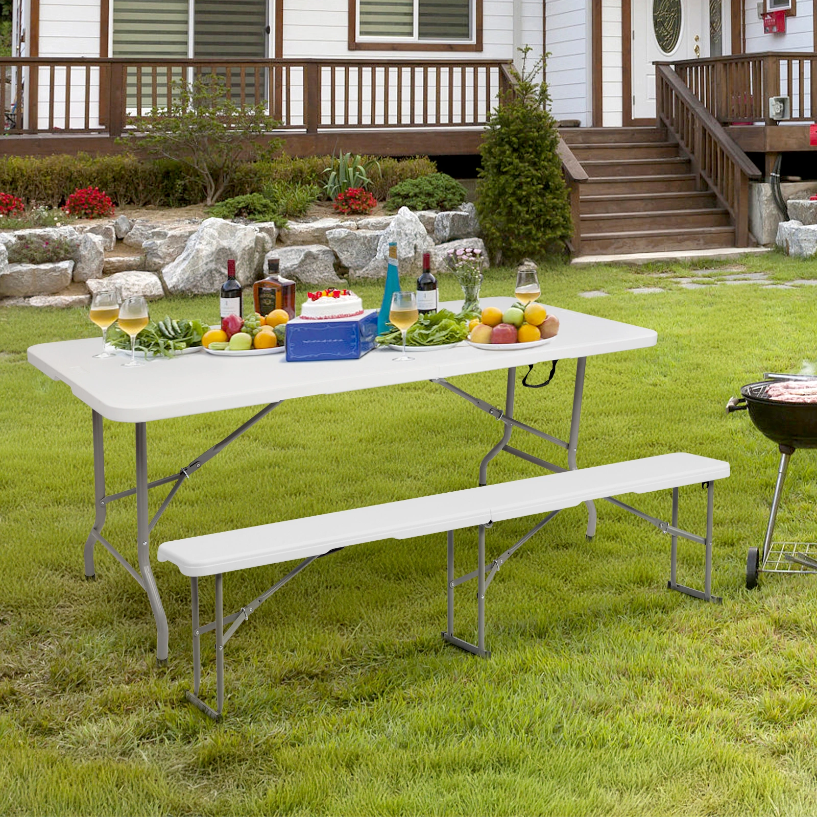 6FT Outdoor Courtyard Foldable Bench view 11