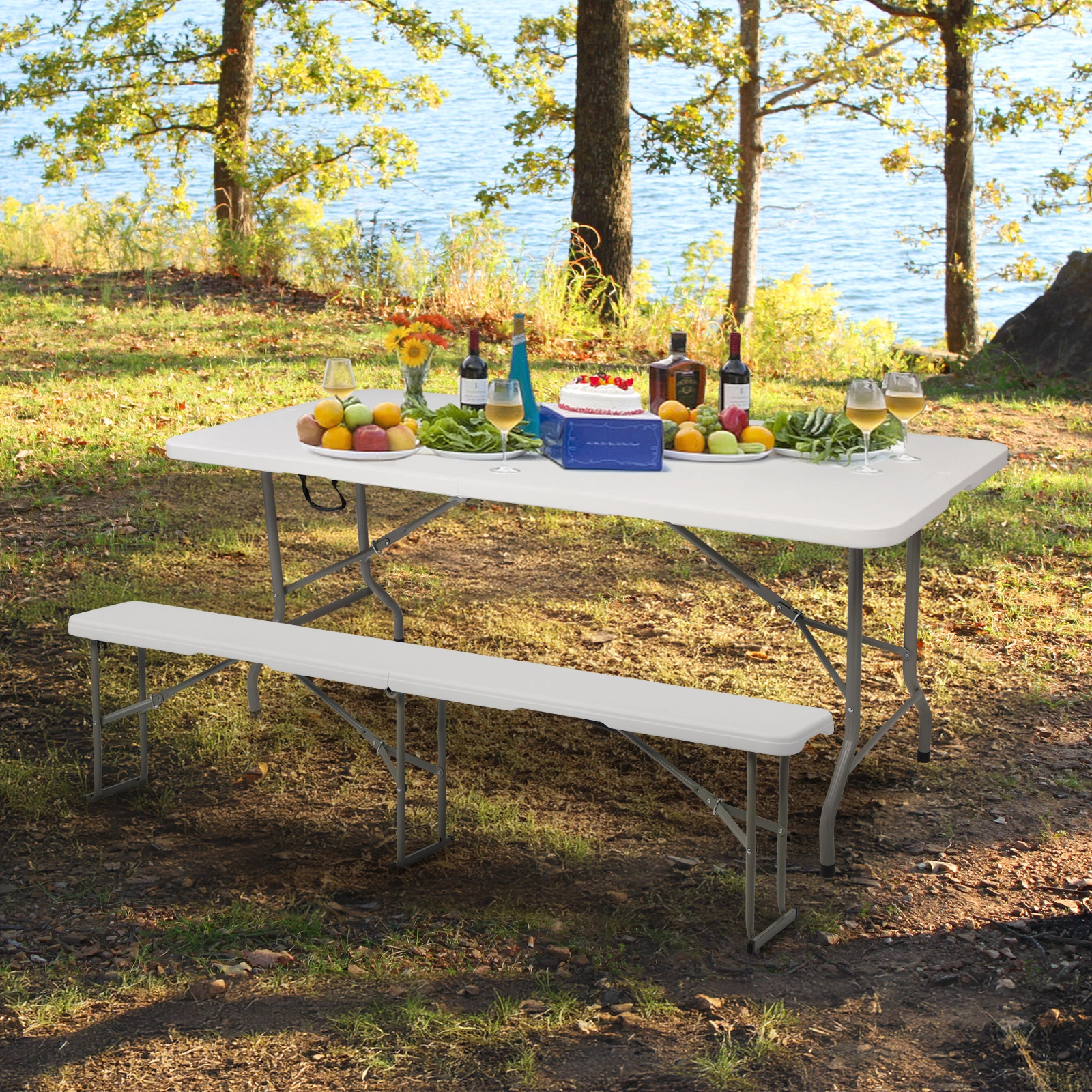 6FT Outdoor Courtyard Foldable Bench view 12