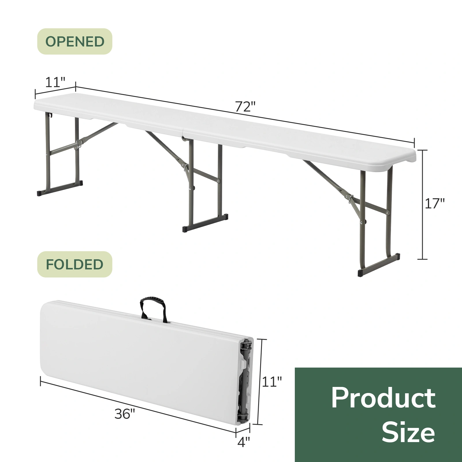 6FT Outdoor Courtyard Foldable Bench view 16