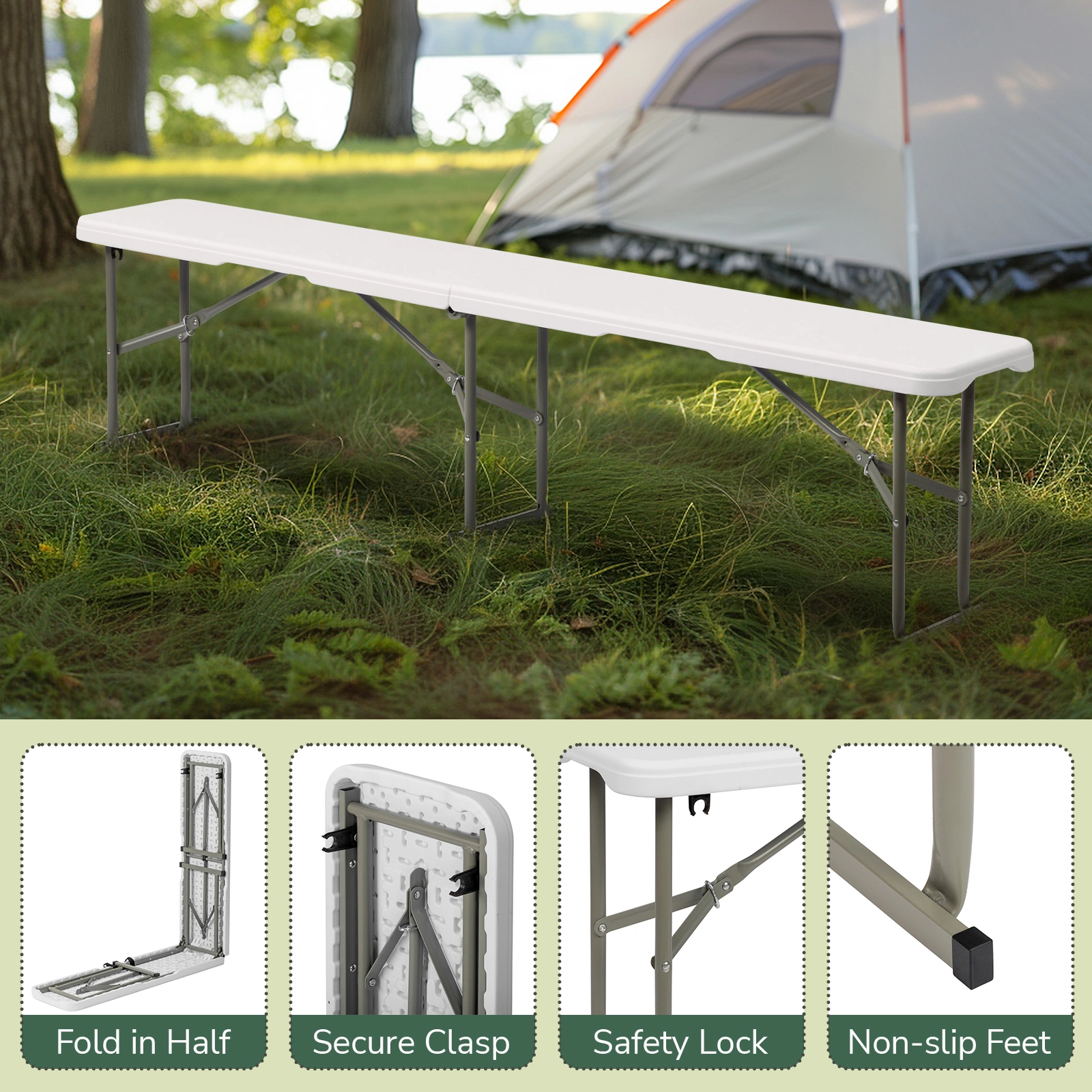 6FT Outdoor Courtyard Foldable Bench view 18