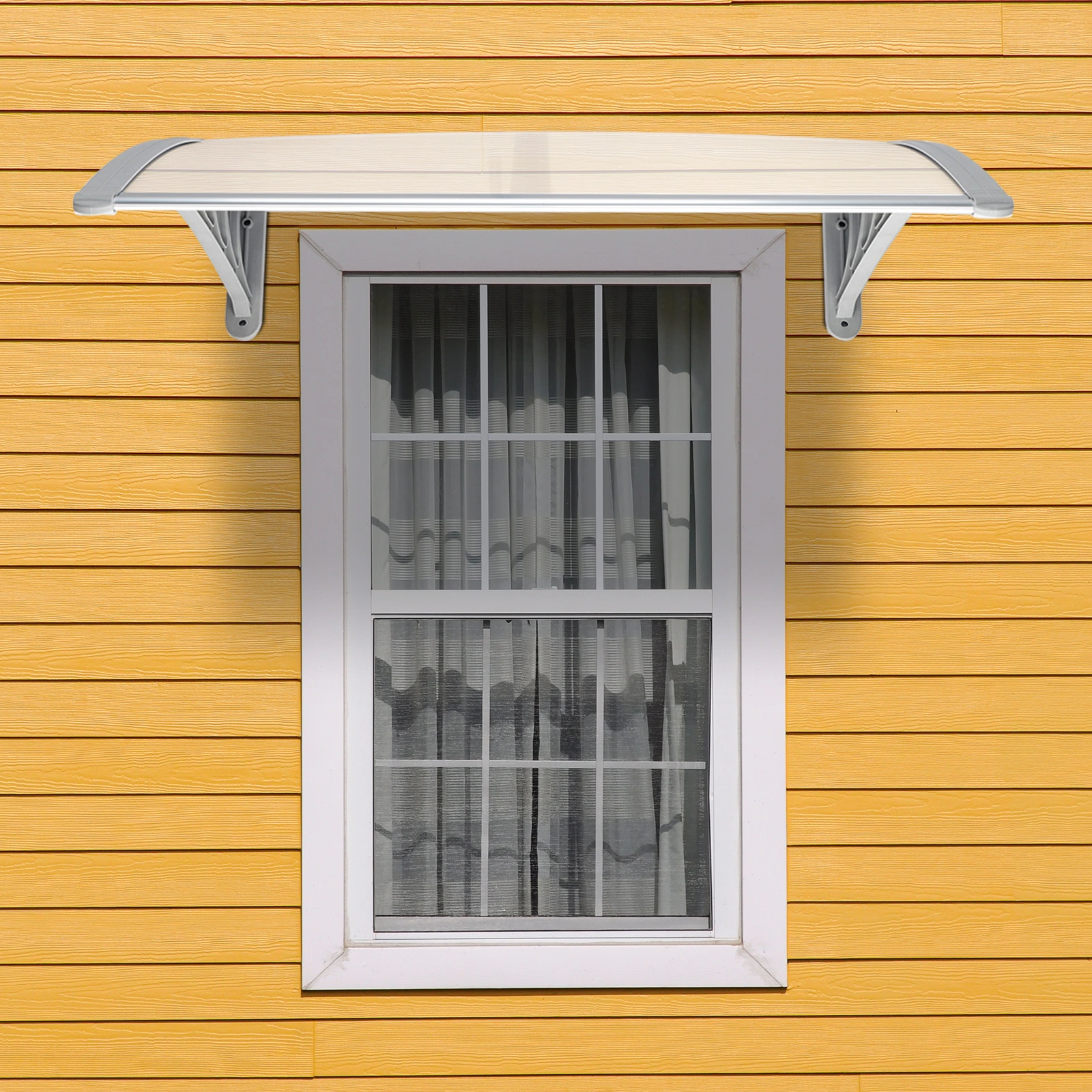HT-100 x 80 Door & Window Rain Cover Eaves Canopy House - White & Gray Bracket view 2